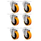 Rodízio Giratório Colson com Base Laranja 3 Polegadas - Kit 6