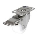 Rodizio inox 2 pol. com freio roda nylon com rolamento - Master Roll Rodizio inox 2 pol. com freio roda nylon com rolamento - Master Roll