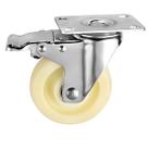 Rodízio Inox 3 pol. com freio Giratório Roda Nylon 150kg Rolamento Master Roll
