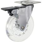 Rodizio Perkon Poliuretano Base Giratorio Transparente Com Trava 100Mm 1244
