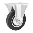Rodízio roda fixo borracha maciça preta 3" 76mm 40kg leve
