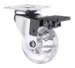 Rodizio Silicone (Gel) 35Mm Fix Chapa Plana 42 X 42 Com Freio (Kit Com 10 Unidades)