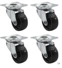 Rodízios de PVC de 32mm preta de parafusar.Kit com 4 pcs por 38,90.