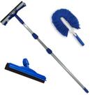 Rodo Limpa Vidros Cabo Extensor 6 Mts Com Rodinho De Borracha 45 Cm e Espanador Angular Bralimpia