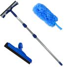 Rodo Limpa Vidros Cabo Extensor 6 Mts Com Rodinho De Borracha 45 Cm e Espanador Eletrostático