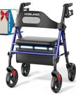 Rollator Walker HOMLAND dobrável com assento, capacidade de 160 kg, azul