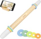Rolling Pin Geesta de madeira ajustável com 5 anéis de espessura Rolling Pin Geesta de madeira ajustável com 5 anéis de espessura