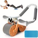 Rolo Abdominal de Rodas Duplas com Apoio para Cotovelos e Mini Tapete Treino Completo