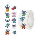 Rolo De Adesivos Vibrantes Disney Stitch Com 500 Peças Para Scrapbooking, Diário, Laptop, Skate E