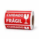 Rolo de Etiqueta Adesiva Cuidado Frágil 10 x 5 cm com 500 Unidades Couche