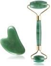 Rolo de jade para rosto, conjunto de pedras faciais naturais de jade, massageador de pele com ferramentas de raspagem Gu