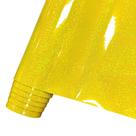 Rolo de material sintético PU Laser Flash Crystal 30 cm x 135 cm dourado
