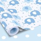 Rolo de papel de embrulho reversível para chá de bebê Blue Elephant