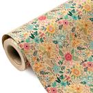 Rolo de papel de embrulho WRAPAHOLIC Kraft Floral 76cm x 10m