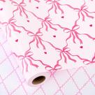 Rolo de papel de embrulho Yarcony Pink Coquette Bows reversível