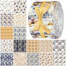 Rolo de Tecido Ganeen 100 Peças Azul Dourado para Patchwork 6,5x51 cm