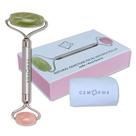 Rolo facial GEM PWR Rose Quartz + Jade com alça de aço