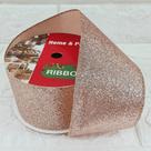 Rolo Fita Aramada Rose Gold Enfeite Natal 6,3cm 9m Kit 12pçs