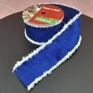 Rolo Fita Aramadas Azul Decoração Natal 6,3cm 9,14m Kit 3pçs