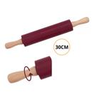 Rolo Para Massa Em Silicone Com Cabo Madeira 30cm Giratório Profissional