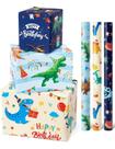 Rolos de papel de embrulho WERNNSAI Dinosaur Happy Birthday x3