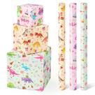 Rolos de papel de embrulho WERNNSAI Dinosaur Pink 17x300cm 3 rolos