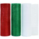 Rolos decorativos de malha de fita TONIFUL 26cm x 9m vermelho branco verde Rolos decorativos de malha de fita TONIFUL 26cm x 9m vermelho branco verde