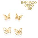 Rommanel 527367 Kit Brincos Borboletas Para Primeiro Segundo Furo Banhados Ouro 18k