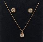 Rommanel Conjunto Cordão + Pingente + Brinco Fol Ouro 18k