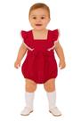 Romper De Linho Bebê Vermelho Natal Papilloo