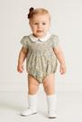 Romper Infantil Menina Floral Luxo com Gola e Laço Papillo
