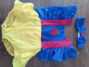 Romper Jardineira Infantil Branca de Neve Tamanho unico Azul C/Amarelo