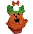 Romper Luxo Halloween Abobora Menina