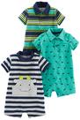Romper Simple Joys by Carter's, pacote com 3 bebês para meninos de 24 meses Romper Simple Joys by Carter's, pacote com 3 bebês para meninos de 24 meses