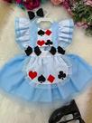 Romper Vestido Princesa Alice no Pais das Maravilhas Azul Rainha das Damas