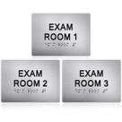 Room Sign Yaocom Exam 5x7cm com números em Braille 1-3 prateado/preto