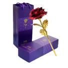 Rosa artificial mergulhada em ouro Ylapagne vermelho 24K com caixa de presente