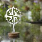 Rosa dos Ventos para Decoração Apoio Inox - Madeira Teca