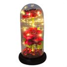 Rosa Dupla em Cupula Flor Redoma c/ Led Domo Bela e a Fera G Rosa Dupla em Cupula Flor Redoma c/ Led Domo Bela e a Fera G