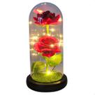 Rosa Dupla em Cupula Flor Redoma c/ Led Domo Bela e a Fera G