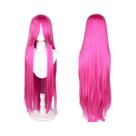 Rosa Roxo 100cm Longo Reto Peruca Cosplay Com Franja Peruca Sintética Para Festa Feminina Dia Das