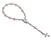 Rosário de Prata Esterlina Rosa para Bebês - Peças Preciosas para Meninas