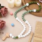Rosário de silicone Misdary Baby verde God Bless Cross 50cm