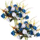 Rosas artificiais MOOMASS 4 cachos de flor de seda azul escura