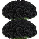 Rosas artificiais Ouddy Decor Black Silk 50 unidades com hastes longas