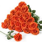 Rosas artificiais Serwalin, 20 peças, laranja grande, 10 cm, veludo