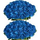 Rosas azuis artificiais Jefuzh 50 unidades de flores artificiais de seda