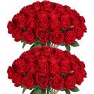 Rosas vermelhas artificiais Jefuzh para decoração de casamento 50 unidades