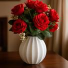 Rosas Vermelhas Realistas Luxo 35 Cm + Vaso Decorativo