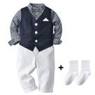 Roupa Bebê Social Camisa Xadrez Colete Calça e Meias